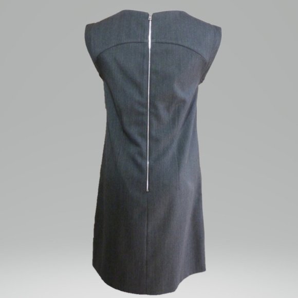 J Crew 2P Gray Shift Dress w/ Faux Leather Pockets - Picture 2 of 4
